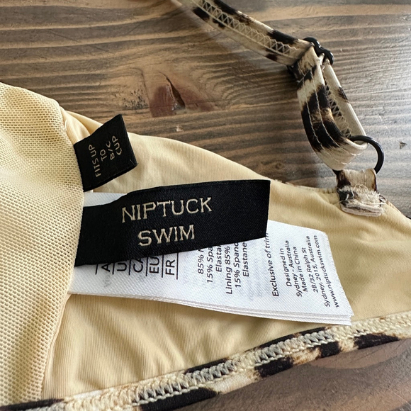 NIPTUCK SWIM Womens Bikini Top Tan/Black Leopard Print B/C cup Triangle Swimwear - Picture 2 of 6